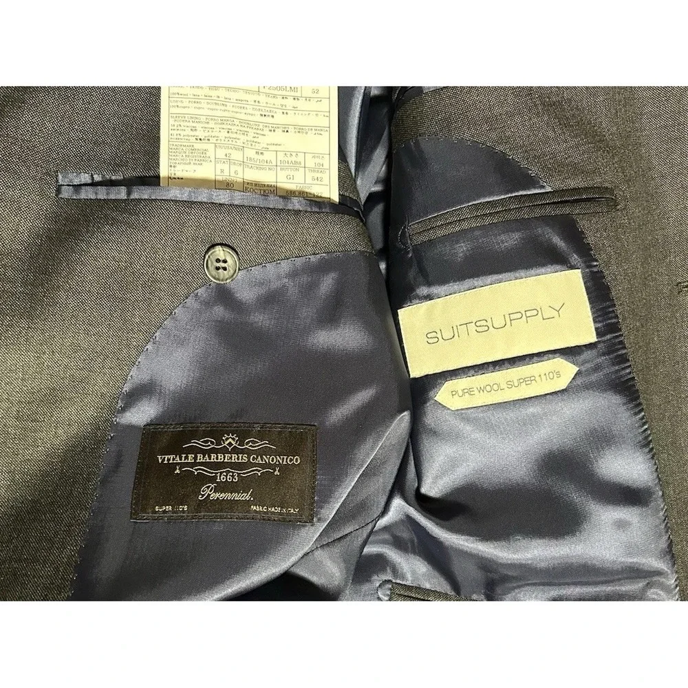 Suitsupply Lazio 2pc Suit Grey Wool Vitale Barberis Canonico 42R Slim 34x31